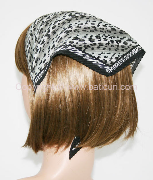 116-92 Pleated Italian | Leopard | White/Black/ Grey & Zebra Border
