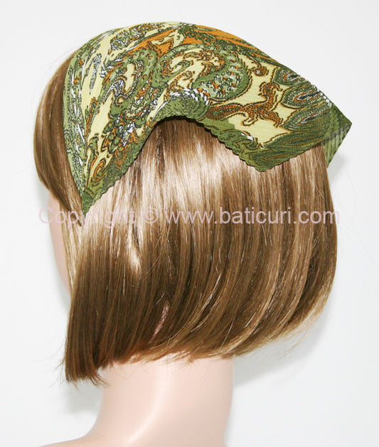 120-106 Pleated Italian | Paisley | Green with Green Trim