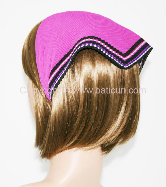 118-100 Pleated Italian | Solid Magenta with Multi-Striped Border