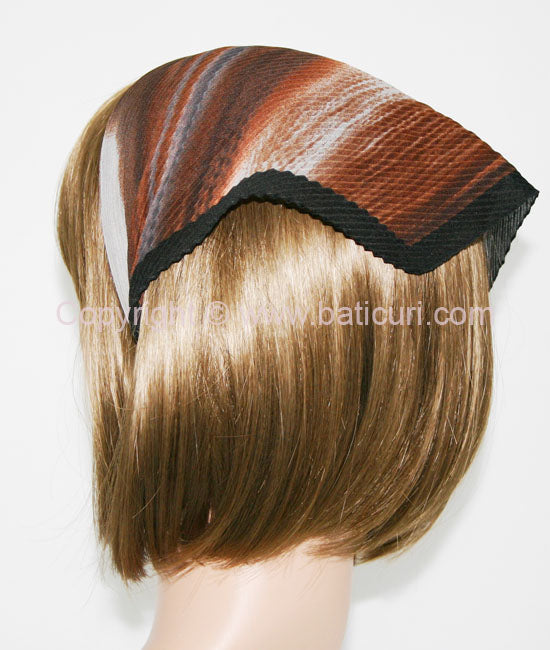 115-88 Pleated  Italian | Striped Ombre w/ border | Brown/grey