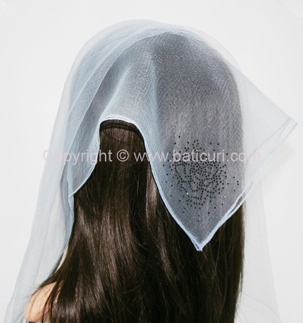 Square Solid | Rhinestone | Blooming Rose | Light Blue/Black