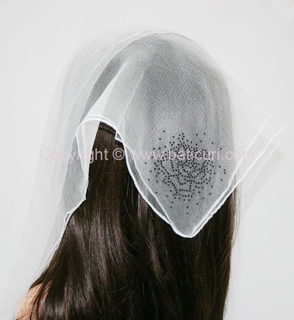 Square Solid | Rhinestone | Blooming Rose | White/Black