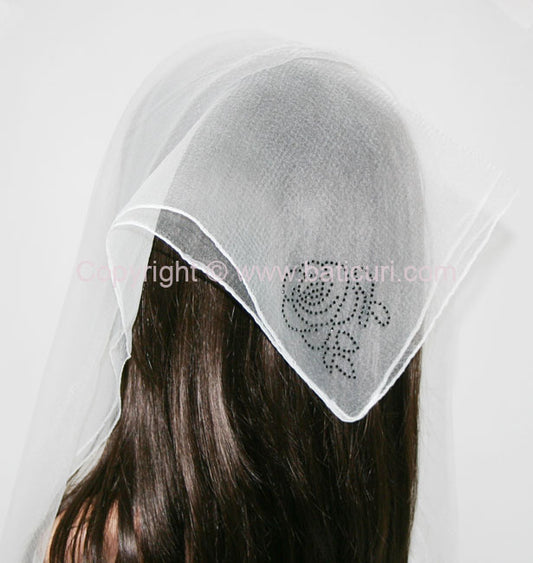 Square Solid | Rhinestone | Corner Rose |  White/Black