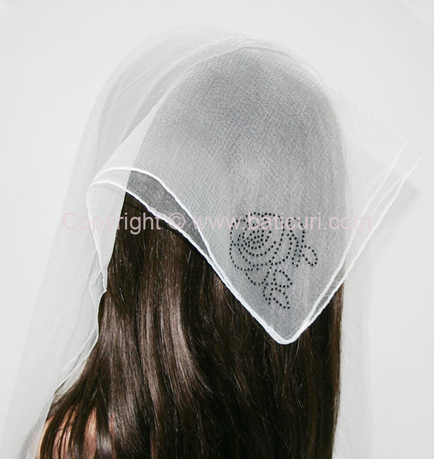 Square Solid | Rhinestone | Corner Rose |  White/Black