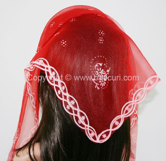 "Zig-Zag Dotted Circles" Red with White Edge
