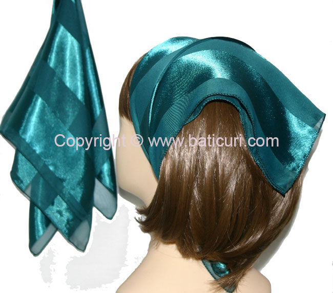 Polyester Square | Satin striped | Dark Turquoise